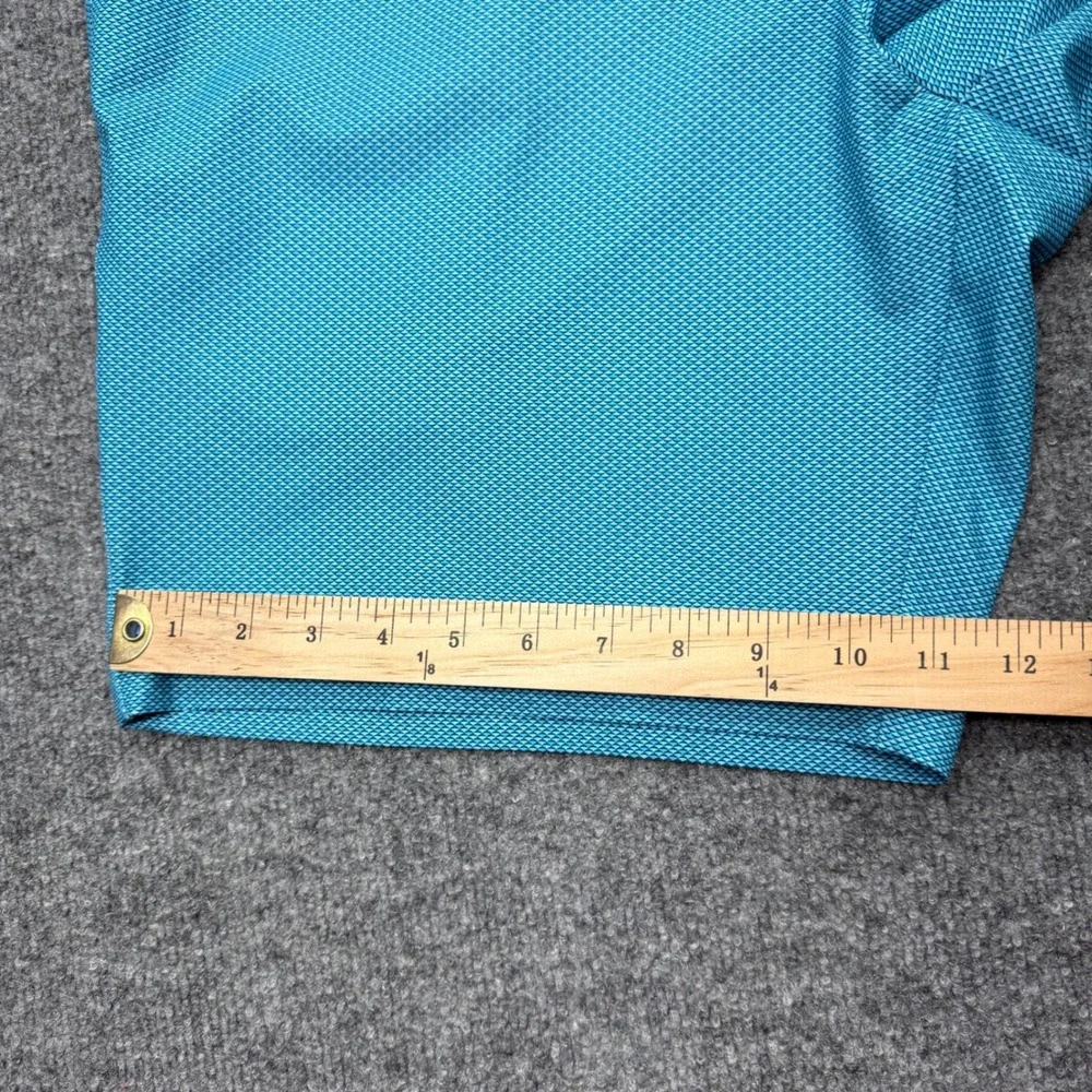 Peter Millar Crown Sport Mens 36 Teal Blue Geometric Fish Scale Golf Shorts 9in